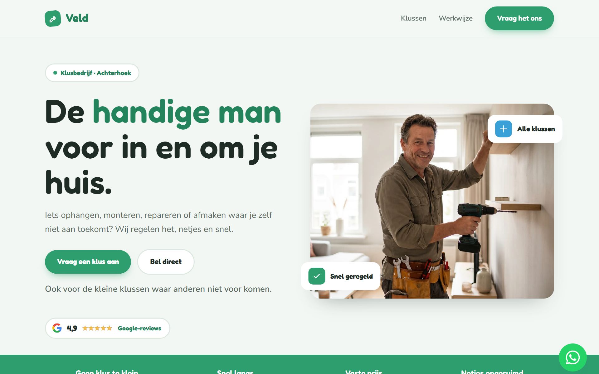 Voorbeeldsite voor een klusbedrijf