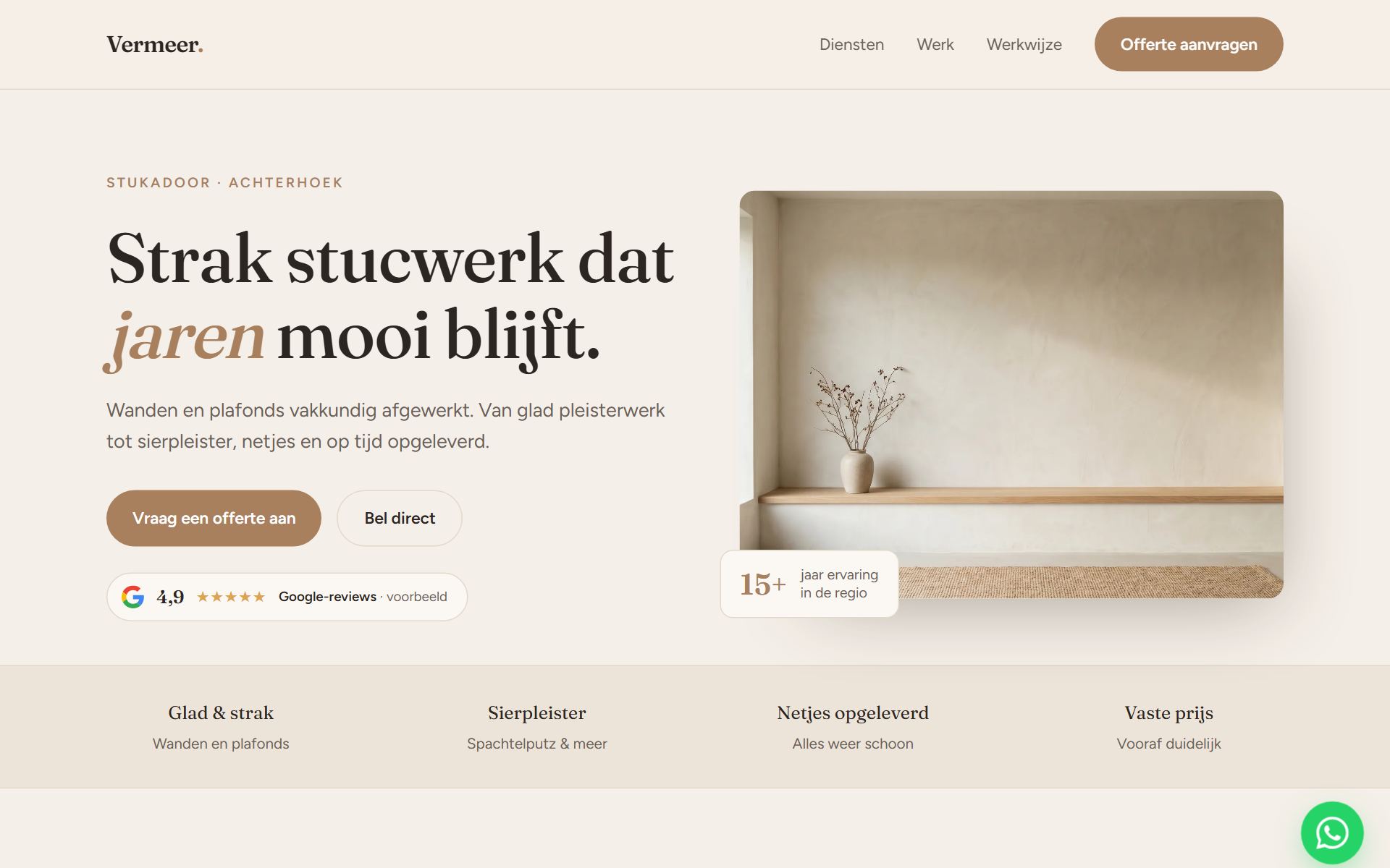 Voorbeeldsite voor een stukadoor